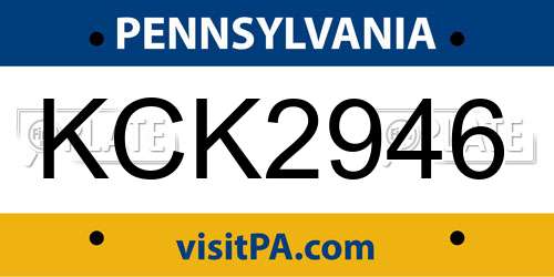 KCK2946 Pennsylvania License Plate