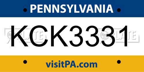 KCK3331 Pennsylvania License Plate