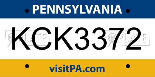 KCK3372 Pennsylvania License Plate