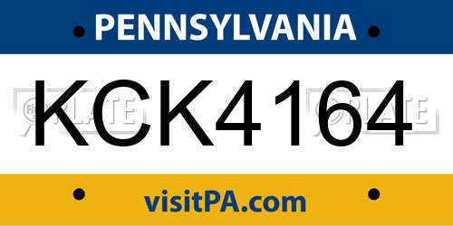 KCK4164 Pennsylvania License Plate