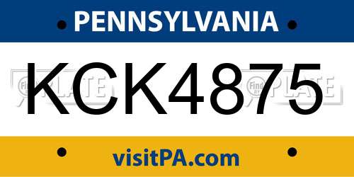 KCK4875 Pennsylvania License Plate