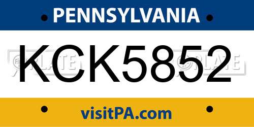 KCK5852 Pennsylvania License Plate