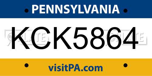 KCK5864 Pennsylvania License Plate