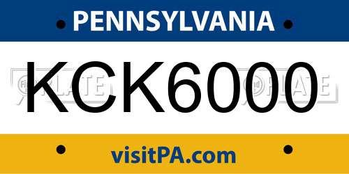 KCK6000 Pennsylvania License Plate