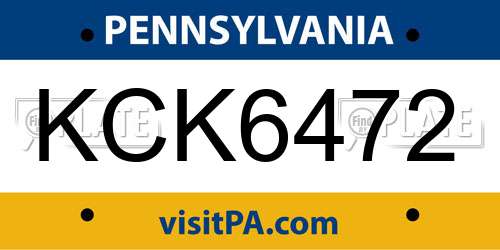 KCK6472 Pennsylvania License Plate