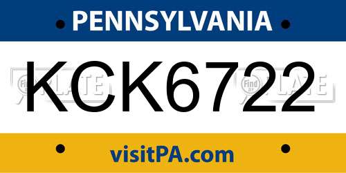 KCK6722 Pennsylvania License Plate