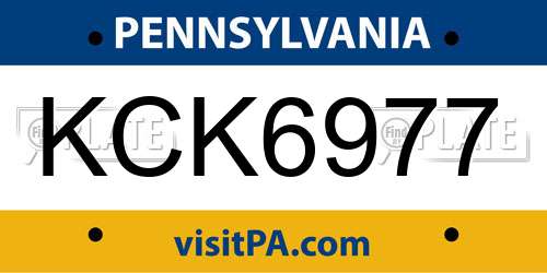 KCK6977 Pennsylvania License Plate