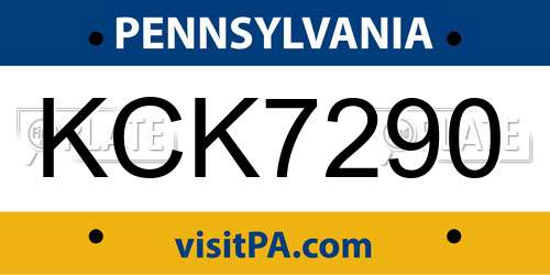 KCK7290 Pennsylvania License Plate