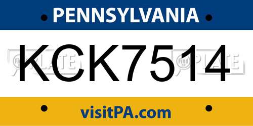 KCK7514 Pennsylvania License Plate