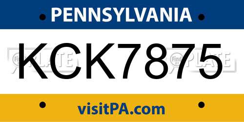 KCK7875 Pennsylvania License Plate