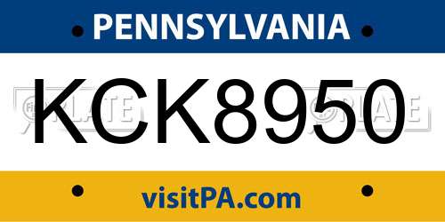 KCK8950 Pennsylvania License Plate