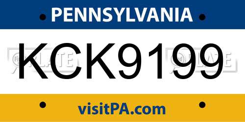 KCK9199 Pennsylvania License Plate