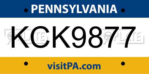 KCK9877 Pennsylvania License Plate