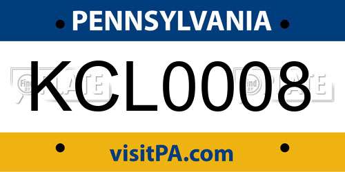 KCL0008 Pennsylvania License Plate