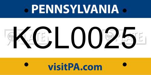 KCL0025 Pennsylvania License Plate