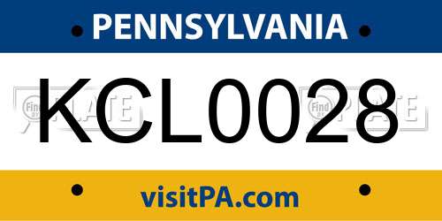 KCL0028 Pennsylvania License Plate