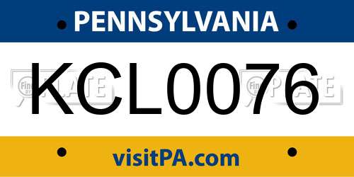 KCL0076 Pennsylvania License Plate