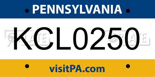 KCL0250 Pennsylvania License Plate