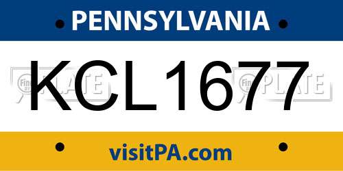 KCL1677 Pennsylvania License Plate