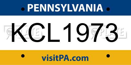 KCL1973 Pennsylvania License Plate