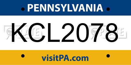 KCL2078 Pennsylvania License Plate
