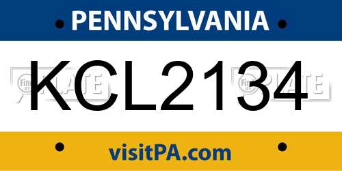KCL2134 Pennsylvania License Plate