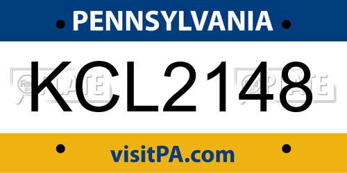 KCL2148 Pennsylvania License Plate
