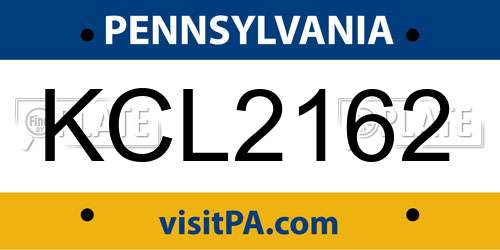 KCL2162 Pennsylvania License Plate