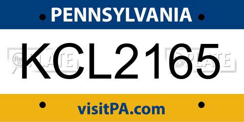 KCL2165 Pennsylvania License Plate