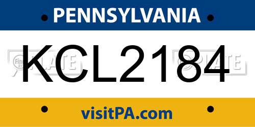 KCL2184 Pennsylvania License Plate