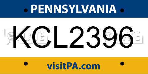 KCL2396 Pennsylvania License Plate