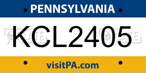 KCL2405 Pennsylvania License Plate