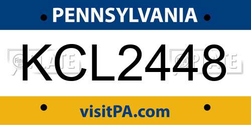 KCL2448 Pennsylvania License Plate