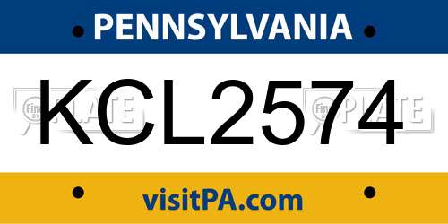 KCL2574 Pennsylvania License Plate