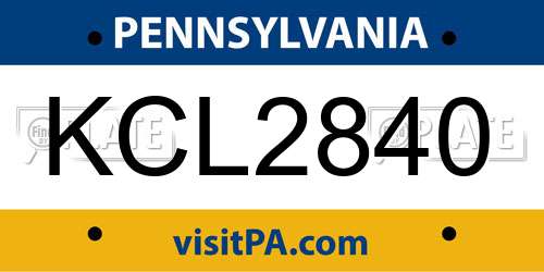 KCL2840 Pennsylvania License Plate
