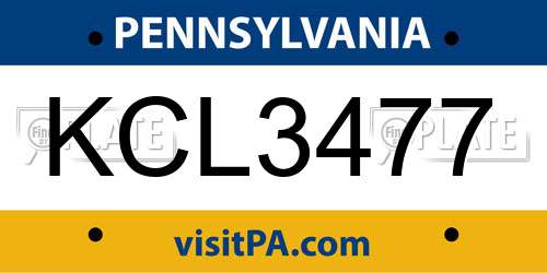 KCL3477 Pennsylvania License Plate