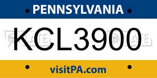 KCL3900 Pennsylvania License Plate