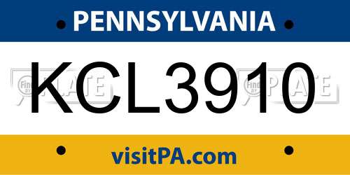 KCL3910 Pennsylvania License Plate