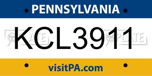 KCL3911 Pennsylvania License Plate