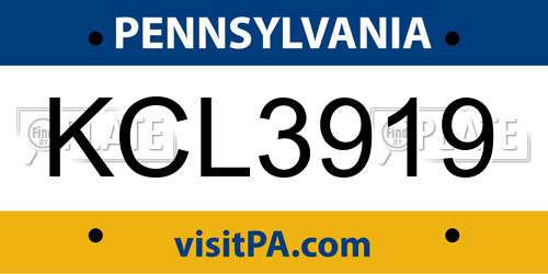 KCL3919 Pennsylvania License Plate