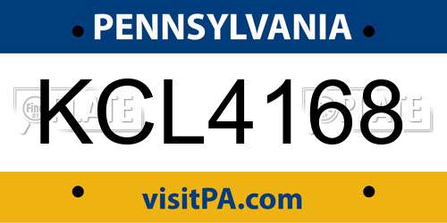 KCL4168 Pennsylvania License Plate