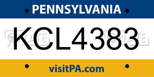 KCL4383 Pennsylvania License Plate