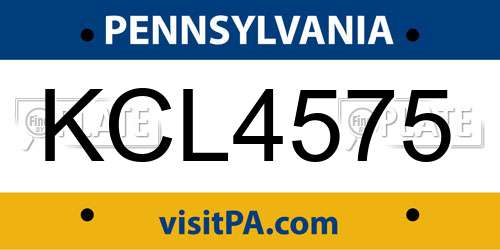 KCL4575 Pennsylvania License Plate