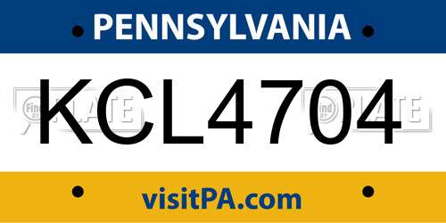 KCL4704 Pennsylvania License Plate