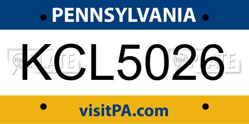 KCL5026 Pennsylvania License Plate