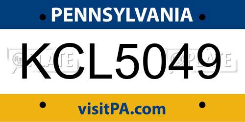 KCL5049 Pennsylvania License Plate