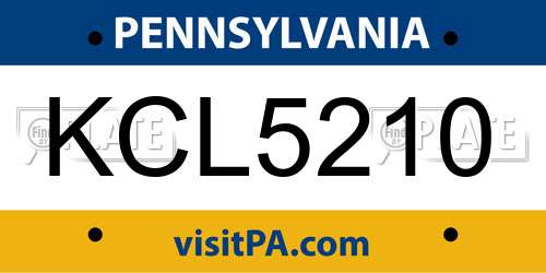KCL5210 Pennsylvania License Plate