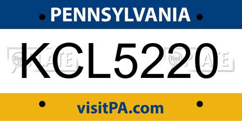 KCL5220 Pennsylvania License Plate