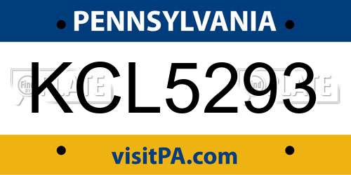 KCL5293 Pennsylvania License Plate