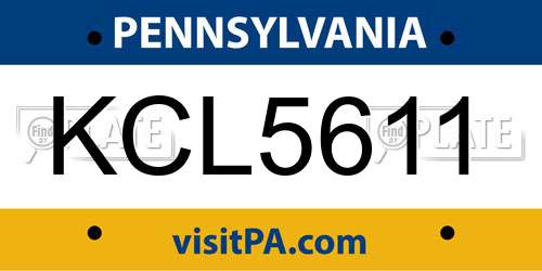 KCL5611 Pennsylvania License Plate